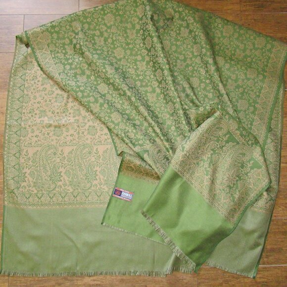 Traditional Jamawar Shawl OSWAL Collection Large 80 x 40 inch oblong plus fringe - Picture 9 of 16